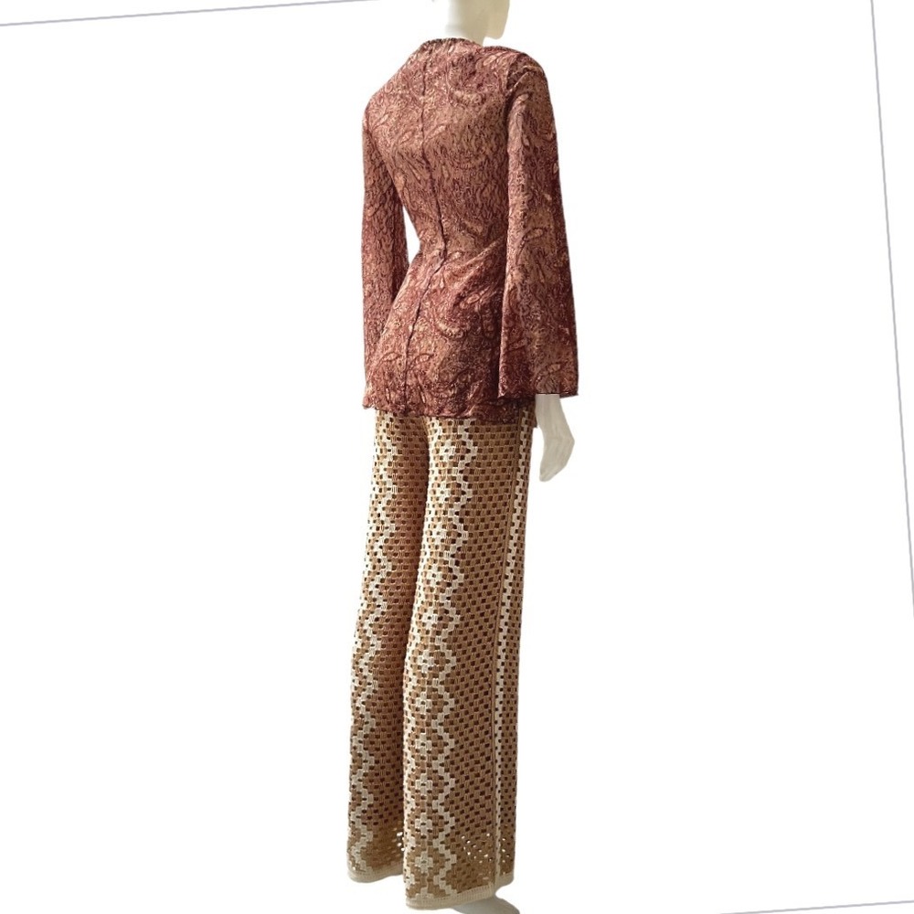 Vtg 90s Bisou Bisou Paisley Lace‎ Bell Sleeve Top Boho S Whitchy Whimsygoth USA - Picture 9 of 17